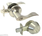 Entry Entrance Keyed Deadbolt Combo Satin Nickel Door Handle Locks Lever Brushed New. Price: $32.49.