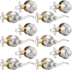 6 Pack Entry Lever & Deadbolt Set, Keyed Alike, Nickel Door Hardware New. Price: $210.99.