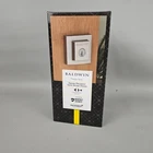 Baldwin Prestige Series Square Deadbolt Satin Nickel Finish Fits Standard Doors Open. Price: $34.95.
