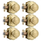 Ncsen 6 Pack Gold Door Knobs With Camelot Trim,interior Lock Open. Price: $40.00.