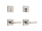 Kwikset Perth Keyed Entry Handle & Single Cylinder Deadbolt Combo Pack 99910-092 Open. Price: $37.99.