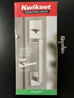 Kwikset San Clemente Satin Nickel Door Handleset & Halifax Square Open. Price: $64.00.