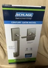 New Schlage Century Front Door Entry Handleset Satin Nickel FE285 619 Lat. Price: $62.00.