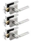 Tinewa 3 Pack Square Satin Nickel Privacy Door Levers Locksets Brushed. Price: $79.62.