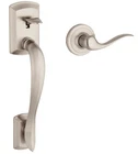 Kwikset 815AVHXTNL Avalon-tustin Handleset, Satin Nickel Open. Price: $42.99.