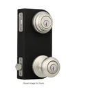 Kwikset Juno Keyed Entry Knob Single Cylinder Deadbolt Satin Nickel Door Lock Open. Price: $34.00.