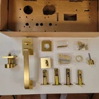 Emtek Handleset Satin Brass 4820ROUUS4 Baden Round Knob Entry Single Cylinder Open. Price: $199.97.