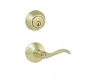 Defiant Naples Polished Brass Combo Pack With Single Cylinder Deadbolt Open. Price: $15.00.