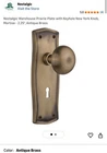 Nostalgic Warehouse Prairie Plate With Keyhole New York Knob Mortise 2.25 Antiq Open. Price: $99.99.