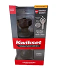 Kwikset Pismo Round Keyed Entry Door Knob W/ Smartkey In Matte Black 97402-849 Open. Price: $29.99.