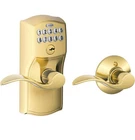 Schlage FE575 505 Camelot Keypad Lock With Accent Lever Open. Price: $85.00.