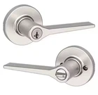 Kwikset Hollis Round Rose Satin Nickel Keyed Entry Door Handle, Smartkey New. Price: $30.00.
