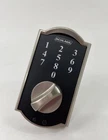 Schlage BE375-CAM 626 Brushed Nickel Touch Keyless Electronic Deadbolt Open. Price: $59.98.