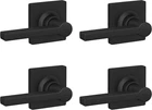 Matte Black Straight Lever Door Handle Set With Square Trim - 4 Pack New. Price: $99.99.