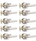 Gobekor 10 Pack Brushed Nickel Door Handles Privacy Levers With Lock New. Price: $65.00.