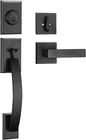 Elegant Black Door Handle & Deadbolt Lock Set For Enhanced Security New. Price: $77.99.