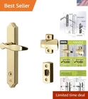Modern Storm Door Lever Set With Keyed Deadbolt - Polished Brass Finish New. Price: $95.99.