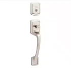 Kwikset Prague Satin Nickel Front Entry Lock Handleset Deadbolt 98180-025 Open. Price: $74.99.