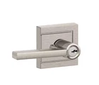 Schlage Latitude Satin Nickel Keyed Entry Door Handle F51A 619 Uld Open. Price: $23.99.