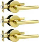 Brushed Gold Door Handles - 3 Pack Privacy Levers For Bedroom & Bathroom New. Price: $76.99.