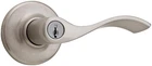 Kwikset 405BL Balboa Reversible Entrance Door Leverset - Satin Nickel Open. Price: $16.99.