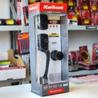 Kwikset San Clemente Black Single Cylinder Door Handleset With Halifax Open. Price: $90.00.