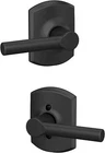 Schlage Broadway Door Lever With Greenwich Trim, Matte Black, F10 Brw 622 Grw Open. Price: $22.99.
