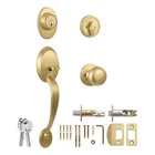 Design House Coventry Brass Door Handle Set With Lever & Deadbolt Satin Gold New. Price: $127.95.