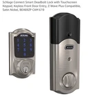 Schlage Connect Z-wave Plus Touchscreen Deadbolt Satin Nickel Camelot BE469ZP Open. Price: $145.00.