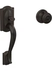 Schlage FE285 716 Camelot Front Entry Handleset Georgian Knob Aged Bronz Open. Price: $69.99.
