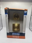 Schlage FB55N Bowery Knob Deadbolt Security Set Satin Brass Open. Price: $48.99.