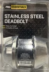 Pro Essentials Brushed Stainless Steel Deadbolt Lock Set Silver, 2 Keys Included New. Price: $8.27.