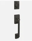Schlage Century Single Cylinder Handleset Exterior, Black Stainless FC58 530 Open. Price: $35.99.