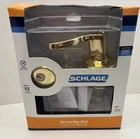Schlage FB50 Flair Lever Deadbolt Set Bright Brass Keyed Entry New Open Box. Price: $28.99.
