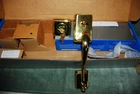 Schlage Accents Door Lock Outside Handleset Only FA358 Stn 605 Sutton Brt. Brass New. Price: $75.00.