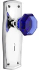 Nostalgic Warehouse, Bright Chrome Prairie Plate, Dummy Waldorf Cobalt Doorknob Open. Price: $75.00.