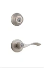 Kwikset Hollis Keyed Entry Door Lever With Cylinder Deadbolt Balboa Satin Nickel Open. Price: $30.00.
