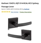 Kwikset 154SYL-SQT-514-RCAL-RCS Sydney Passage Door Lever New. Price: $15.00.
