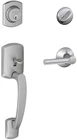 Schlage Greenwich Entry Lever Handle Deadbolt Lock Set F60GRW626BRW - Satin Open. Price: $139.00.