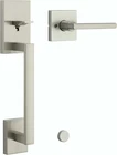Kwikset San Clemente Front Door Handleset Non-locking Satin Nickel Open. Price: $55.99.