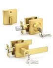 Tinewa Brushed Gold Keyed Alike Front/exterior Door Lever With Single Cylinde.... Price: $76.32.