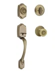 Kwikset Belleview Antique Brass Single Cylinder Door Handleset With Tylo Knob Open. Price: $44.99.