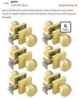 Parro 6 Pack Brushed Gold Privacy Door Knobs Push Button For Bath & Bedroom Open. Price: $45.00.