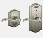 Schlage FE51 Cam Built-in Alarm Keyed Entry Lever Door Lock Satin Nickle New!. Price: $78.00.