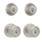 Kwikset Cove Satin Nickel Keyed Entry Door Knob & Deadbolt Project Pack Smartkey New. Price: $49.99.