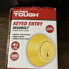 Hyper Tough Keyed Entry Deadbolt Lock W/ 2 Keys Polished Brass HT3501-105 Open. Price: $12.99.