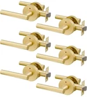 Gold Door Handles Interior, Zinc Alloy Heavy Duty Brushed 6 Pack Open. Price: $64.99.