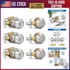 3 Sets Entry Door Knob And Single Cylinder Deadbolt Combo Set, Keyed Alike Round New. Price: $81.99.