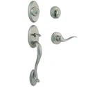 Kwikset Shelburne Satin Nickel Single Cylinder Handleset With Tustin Lever Open. Price: $71.24.