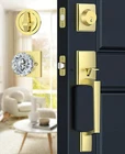 Calzibeno Satin Brass Front Door Handle Deadbolt Set, Gold. Price: $85.13.